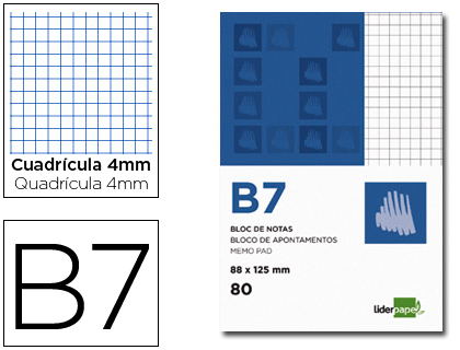 Bloc notas Liderpapel B7 80h 60g/m² c/4mm.